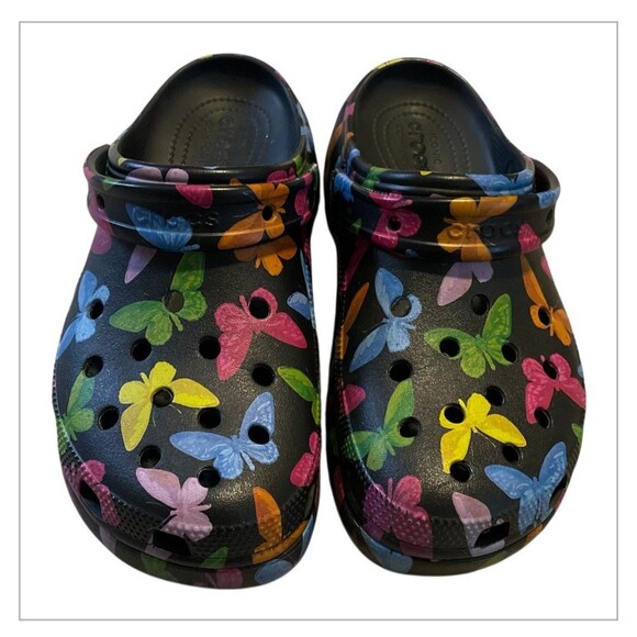 NEW Crocs Butterfly Platform, Black Butterfly Size 10 - Picture 2 of 7